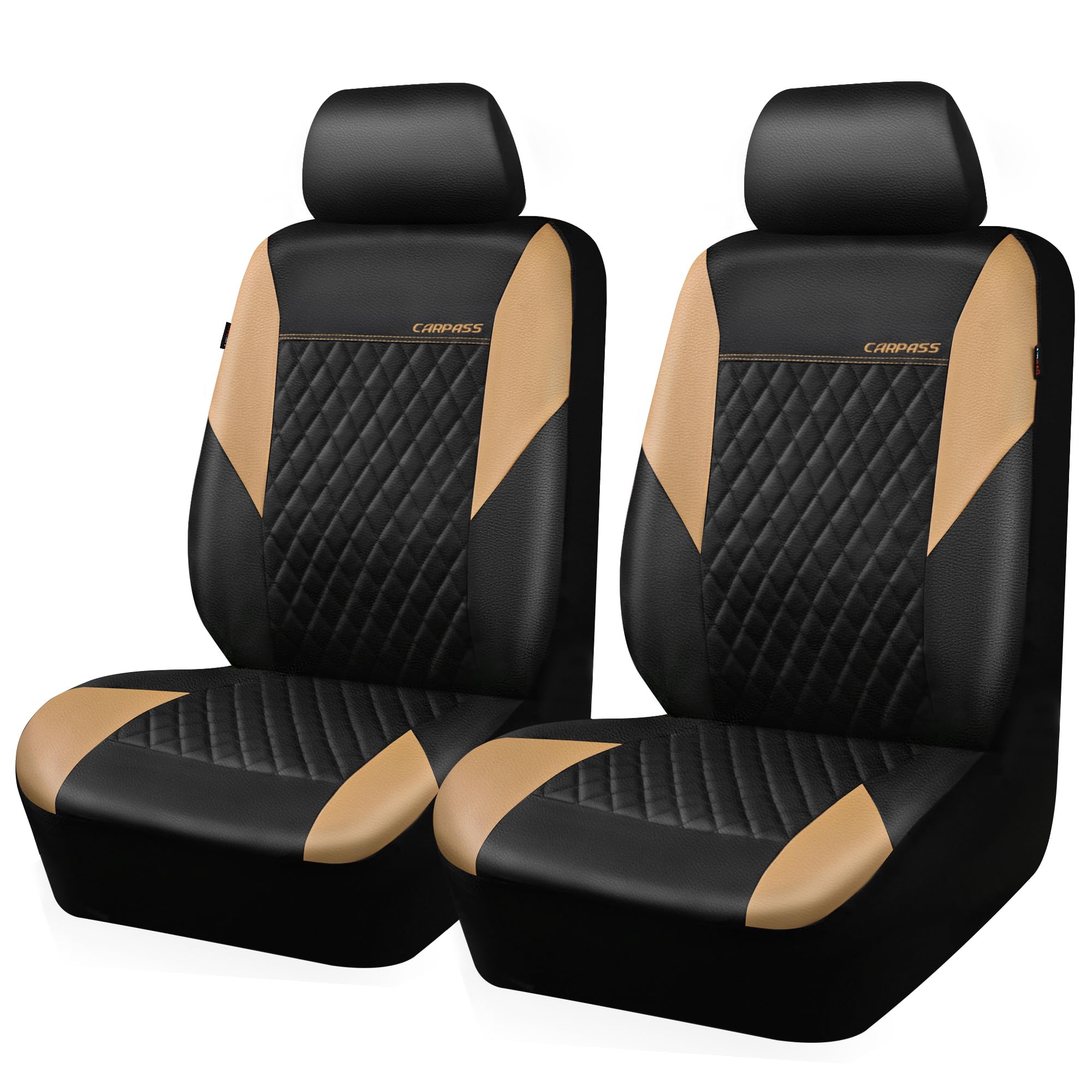 CAR PASS quilting leather front seat cover close-up stitching for premium comfort
