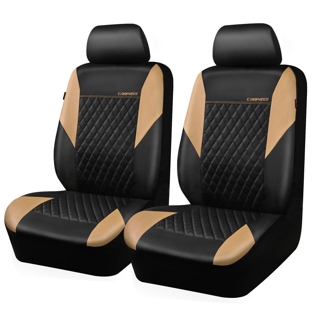CAR PASS quilting leather front seat cover close-up stitching for premium comfort