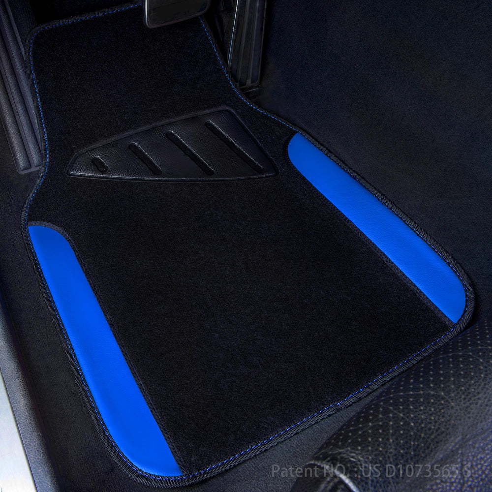 CAR PASS Rainbow floor mats enhance interior with sporty contrast in black and blue