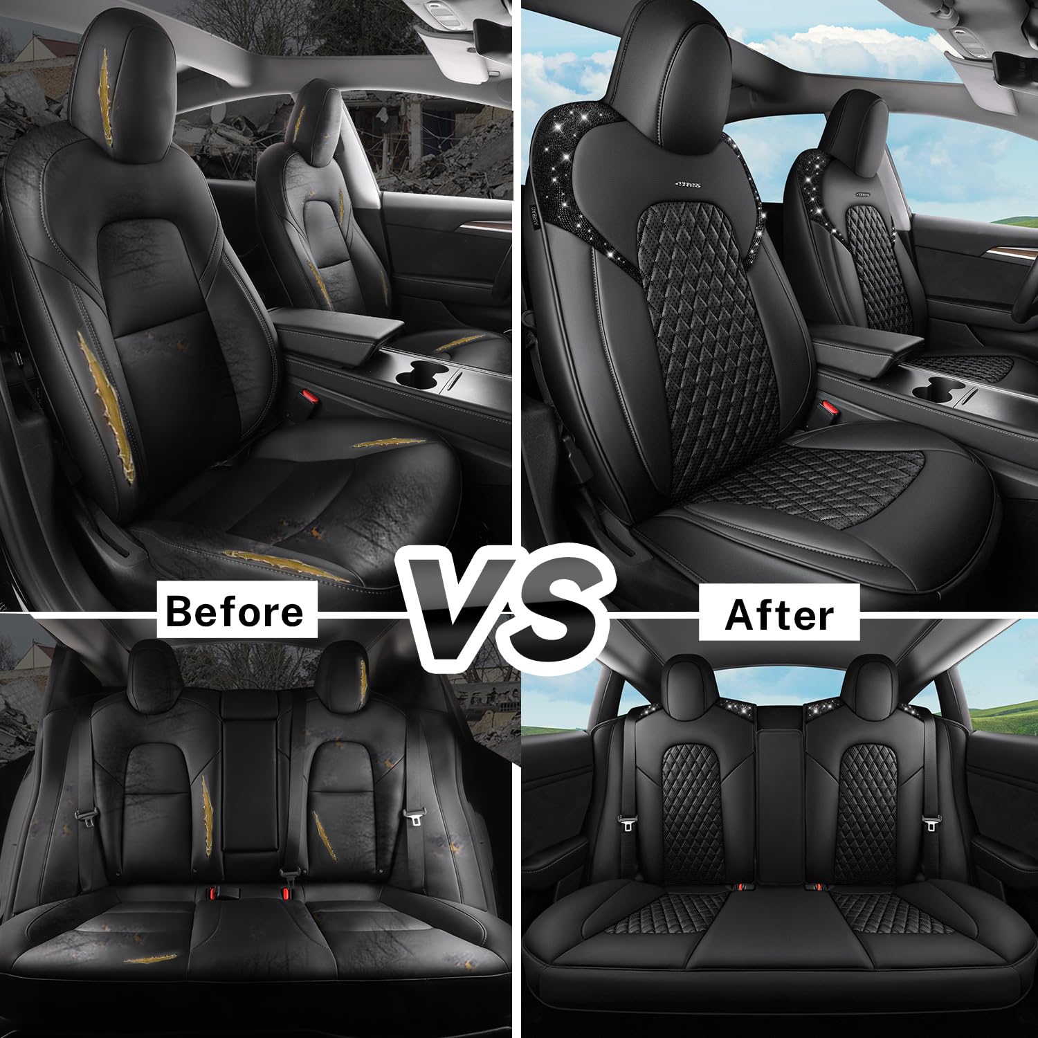 CAR PASS rear seat storage pocket keeps essentials organized.