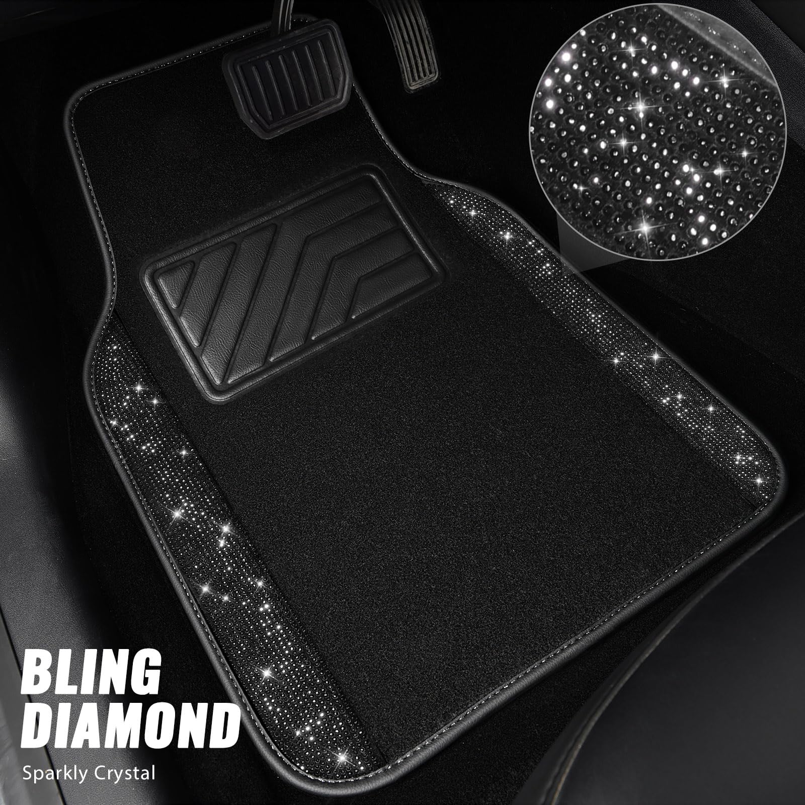 CAR PASS rhinestone mats side view showcasing comfort and interior style