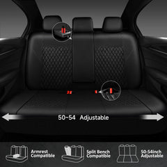 CAR PASS back seat cover shows rhomboid grain for breathable comfort and stylish interior upgrade.