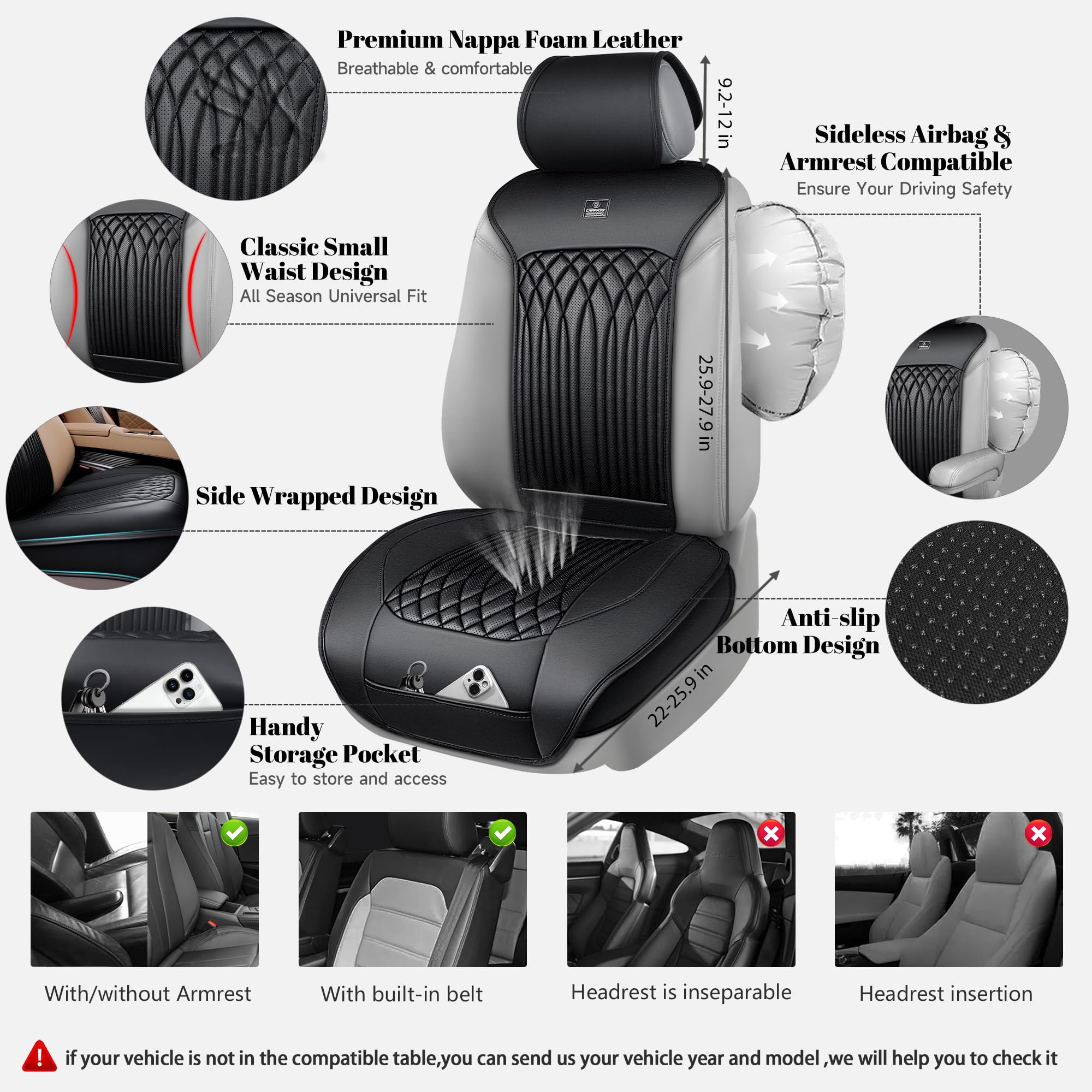 CAR PASS sideless design allows airbag deployment and easy seat adjustments.