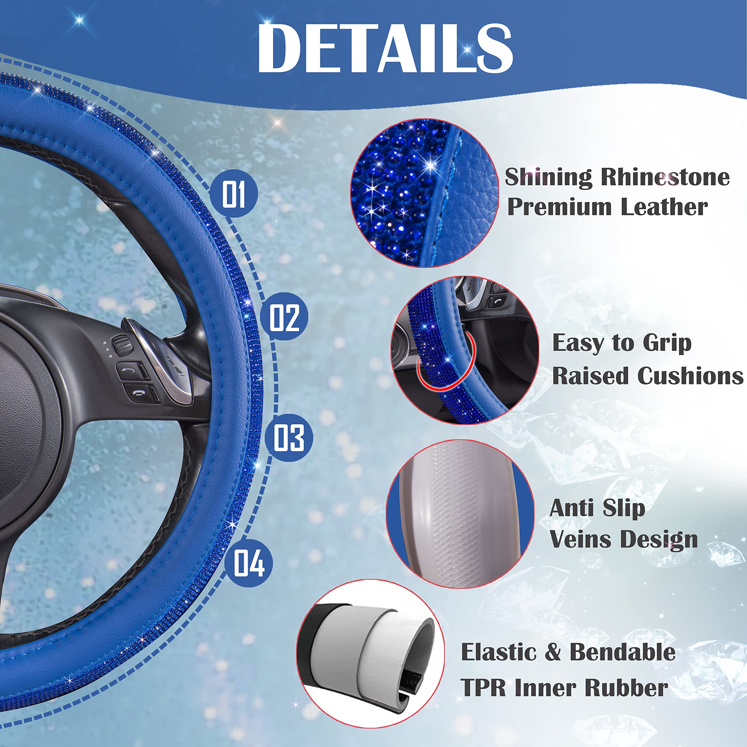 Rhinestones sparkle to elevate your car interior with CAR PASS.