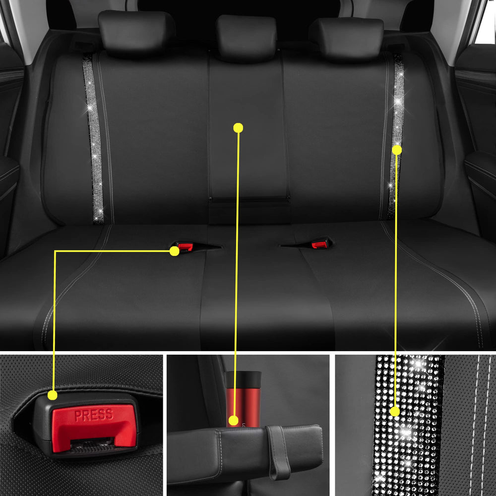 CAR PASS sparkling diamond design seats elevate interior style and ease of cleaning.