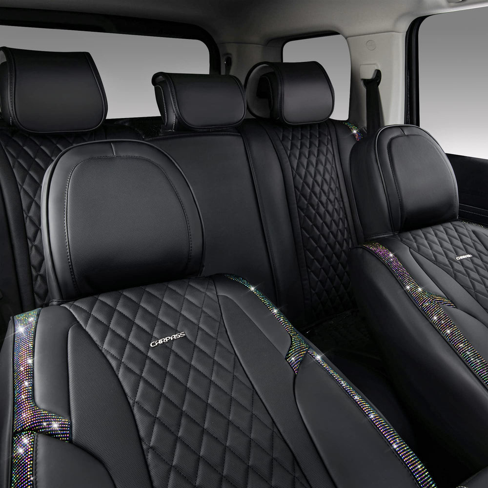 CAR PASS sparkly rhinestone full-set adds bold interior style.