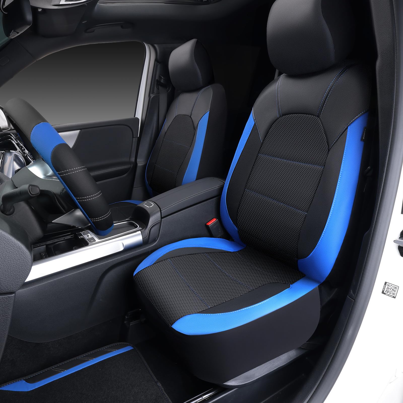 CAR PASS sporty microfiber steering wheel cover with secure grip and style.