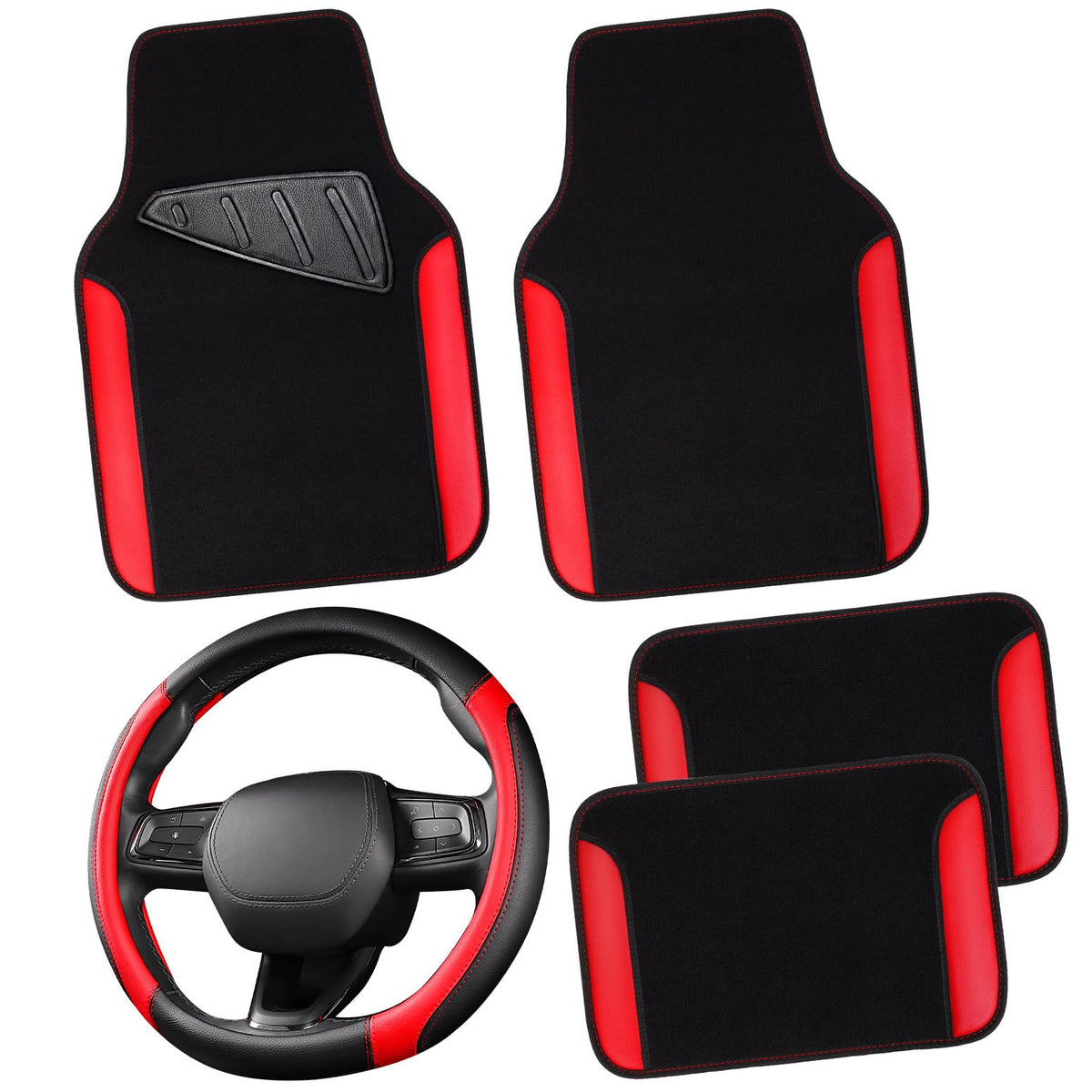 CAR PASS Faux Leather Steering Wheel Cover anti-slip for secure grip