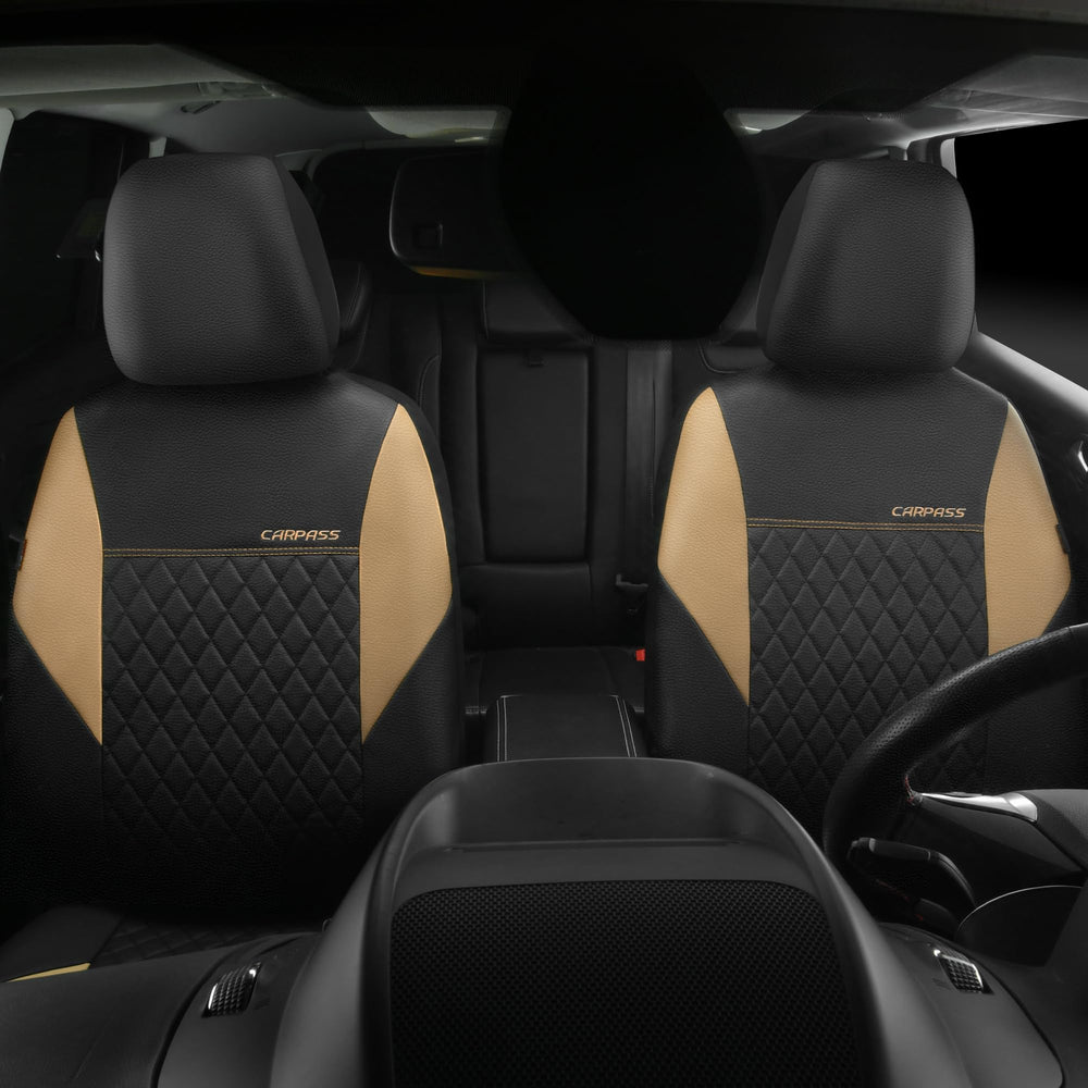 CAR PASS stylish quilting-leather look seat cover set enhances cabin aesthetics