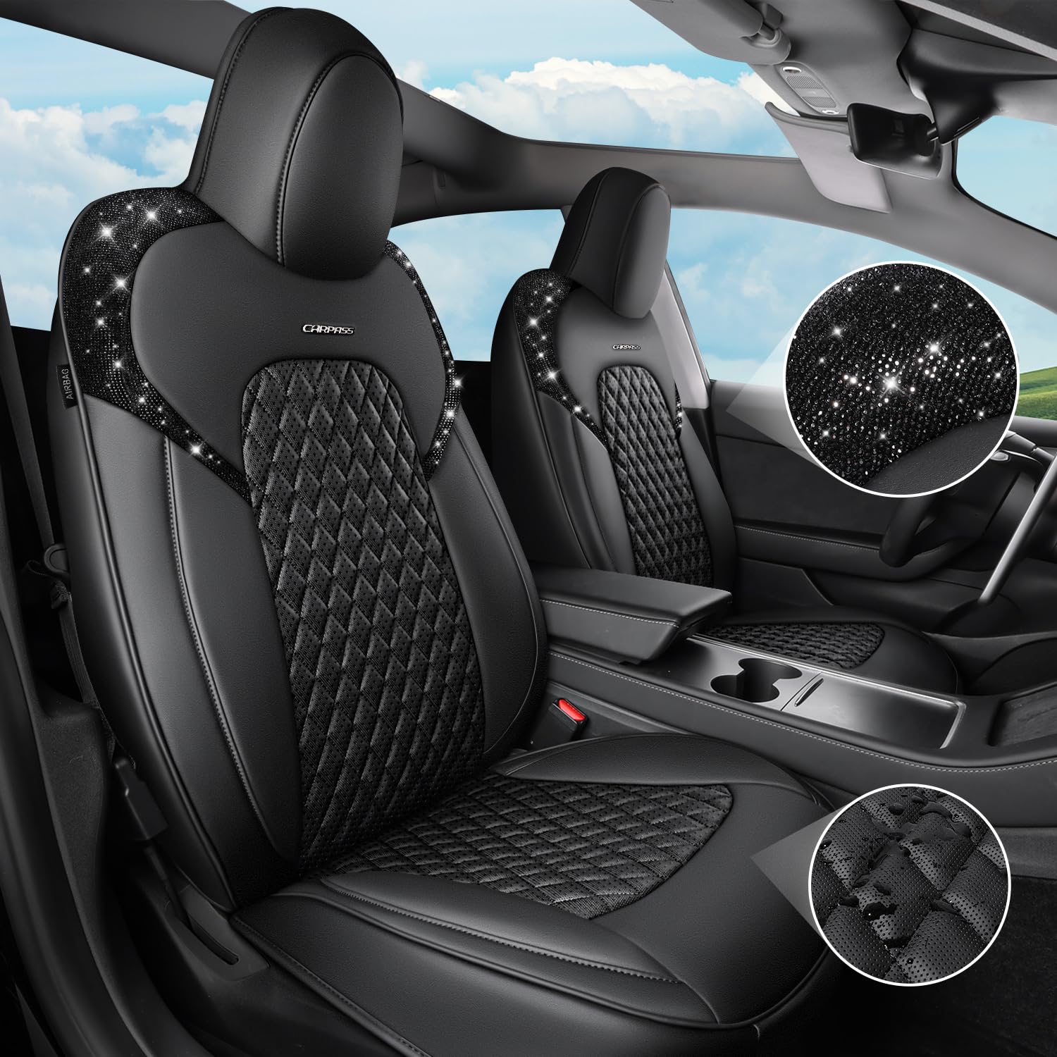 CAR PASS full set seat cover for Tesla Model 3 provides complete protection and look.