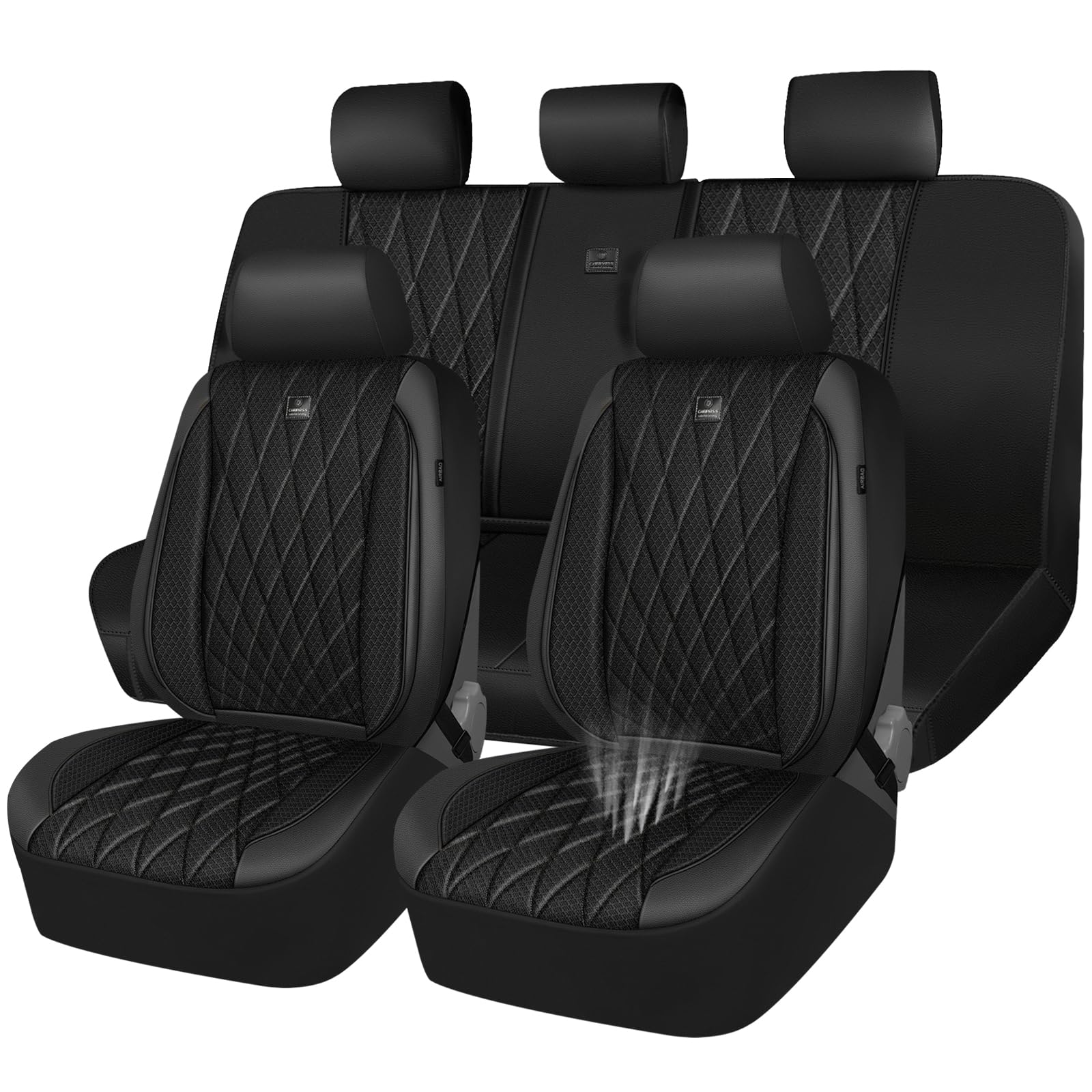 CAR PASS Thick Foam 3D Mesh Seat Cover Full Set on front seats for cooling comfort