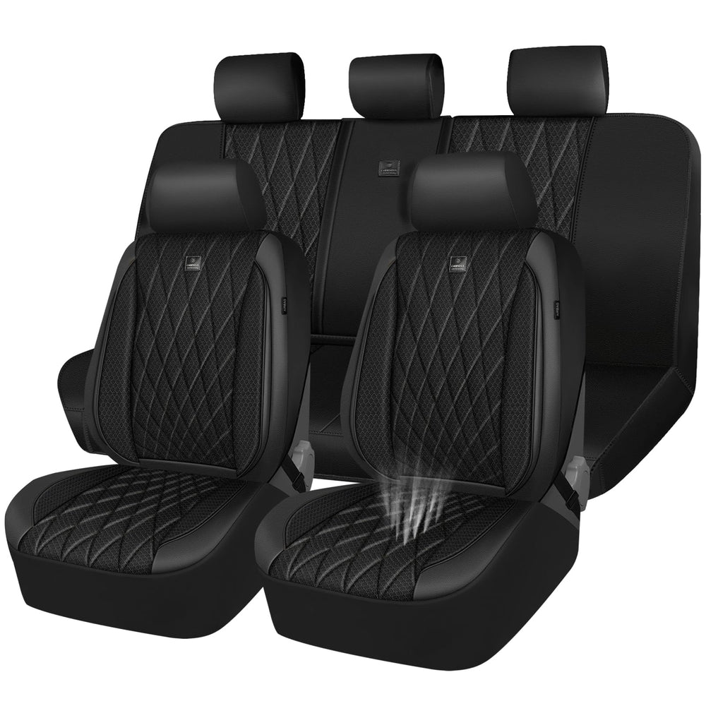 CAR PASS Thick Foam 3D Mesh Seat Cover Full Set on front seats for cooling comfort