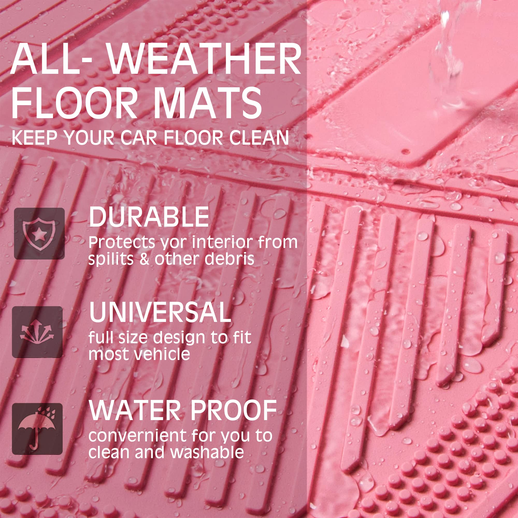 CAR PASS pink trim-to-fit floor mats adaptable to various vehicle interiors