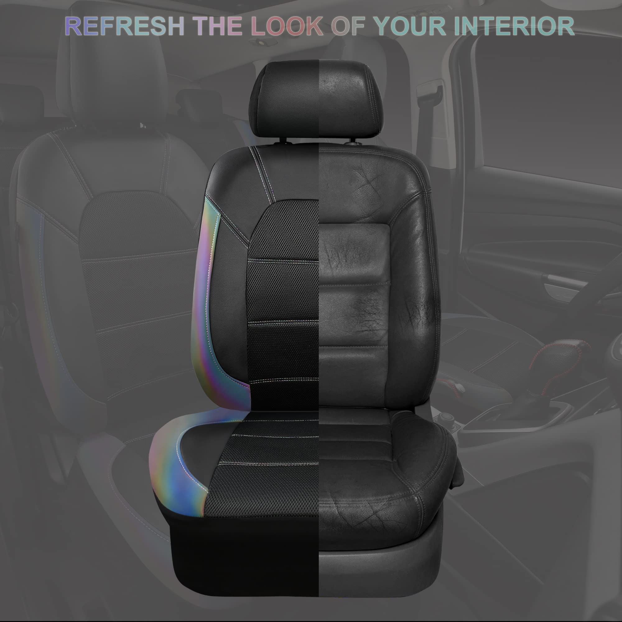 CAR PASS two-pack front seat covers installed in a car interior.
