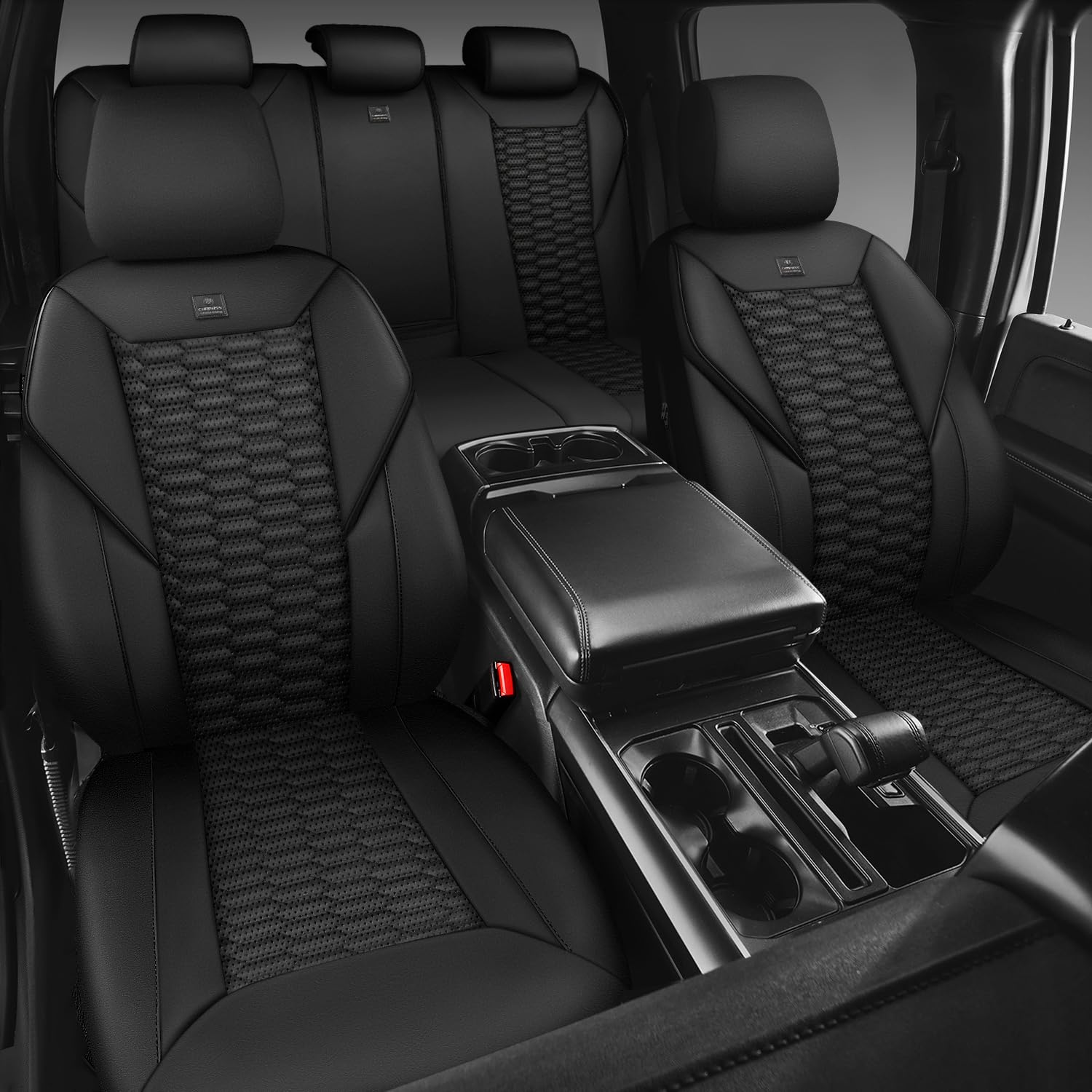 CAR PASS universal-fit black seat covers suit most vehicles.