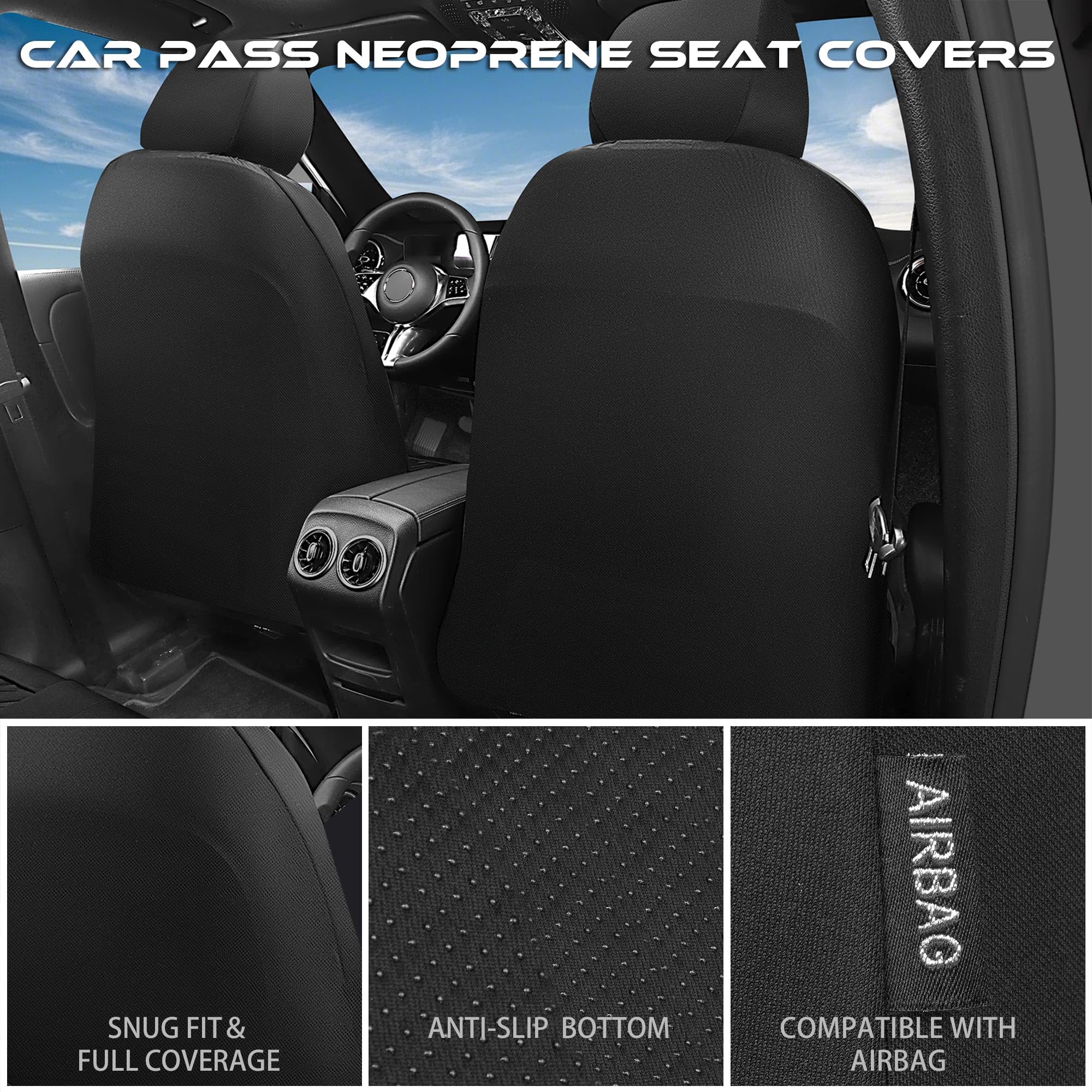 CAR PASS universal fit with elastic cords and hooks for easy install.