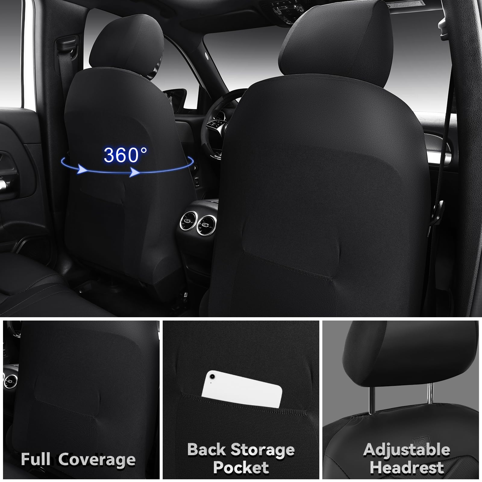 CAR PASS universal-fit front seat cover works with most vehicles