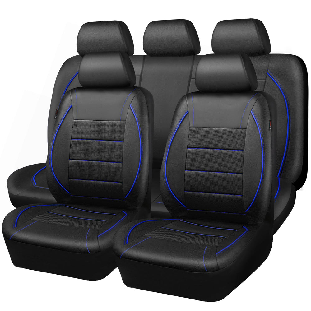 CAR PASS front seat cover in black and blue showing premium protection for the driver seat