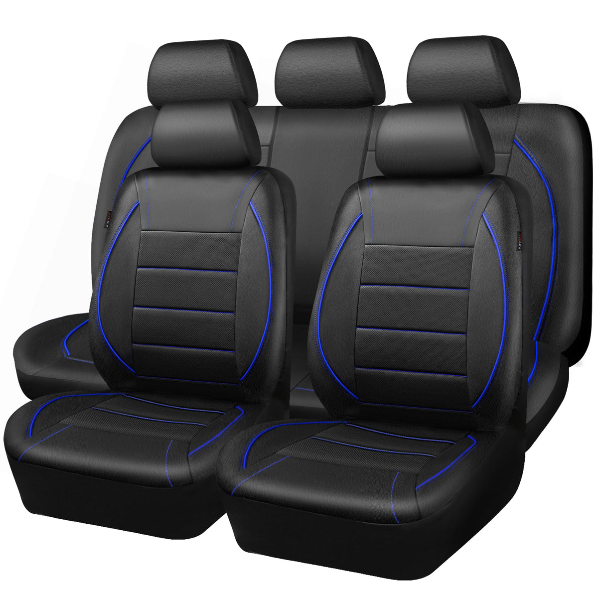 CAR PASS front seat cover in black and blue showing premium protection for the driver seat