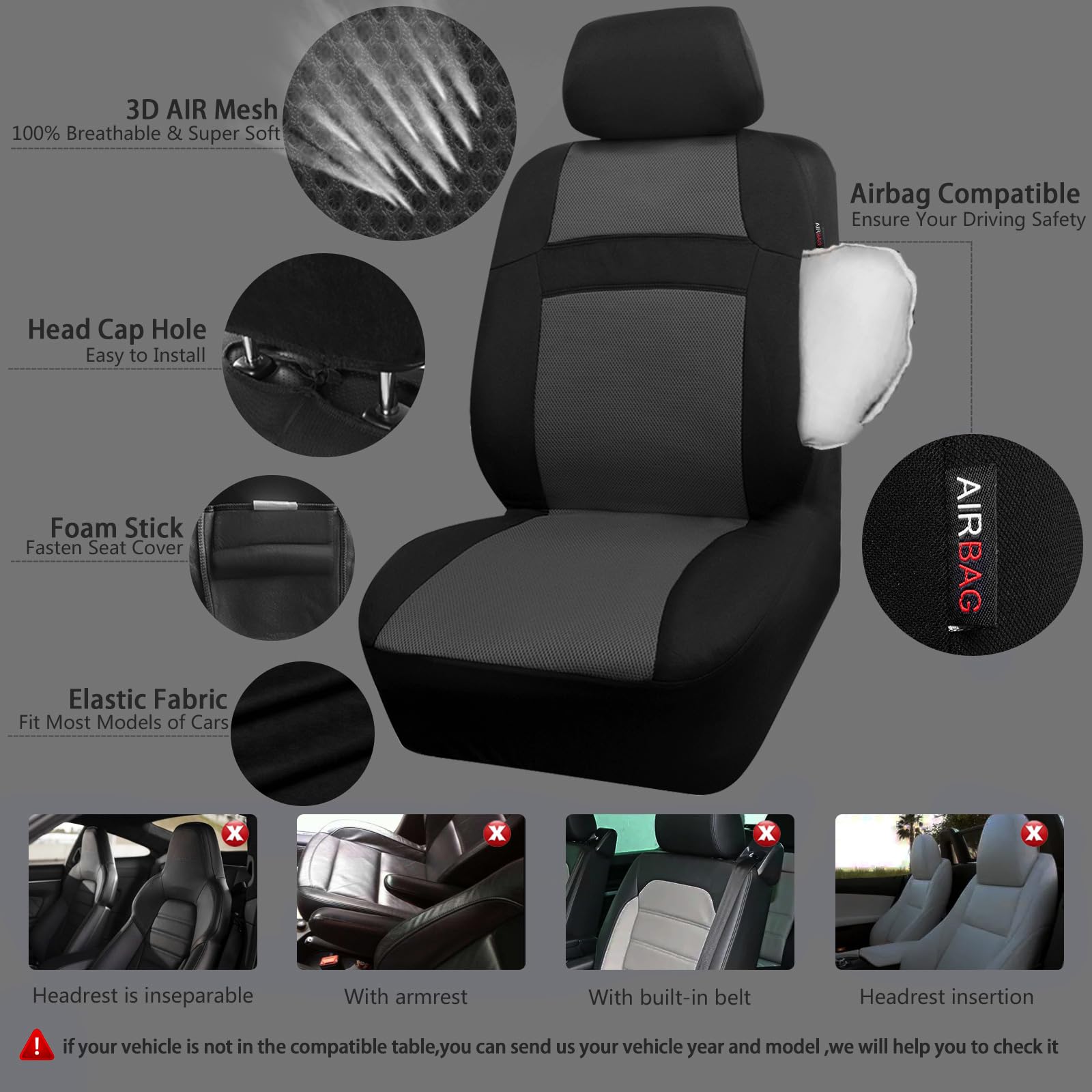 CAR PASS universal-fit seat cover for charcoal interior with a snug, easy install