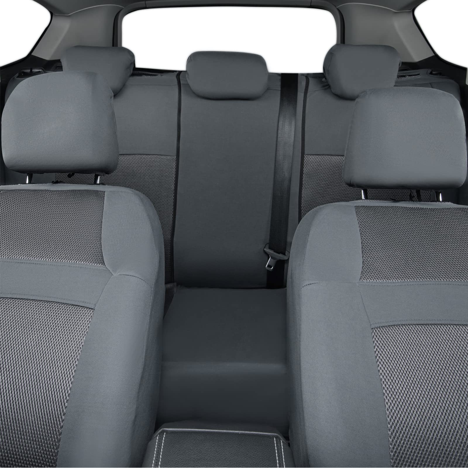 CAR PASS universal-fit seat cover installation shows easy, tool-free fitting.