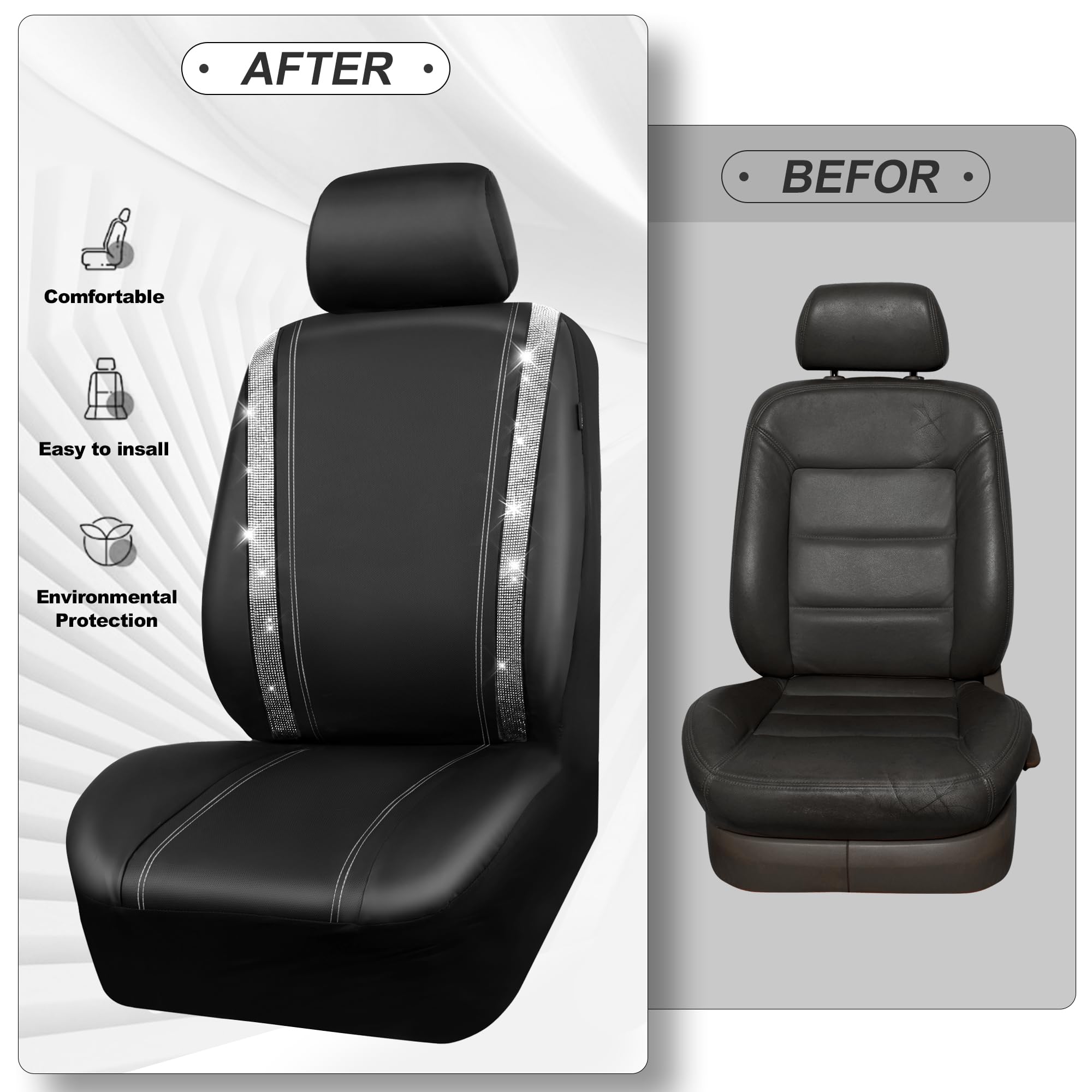 CAR PASS universal-fit seat cover demonstrates compatibility for most vehicles
