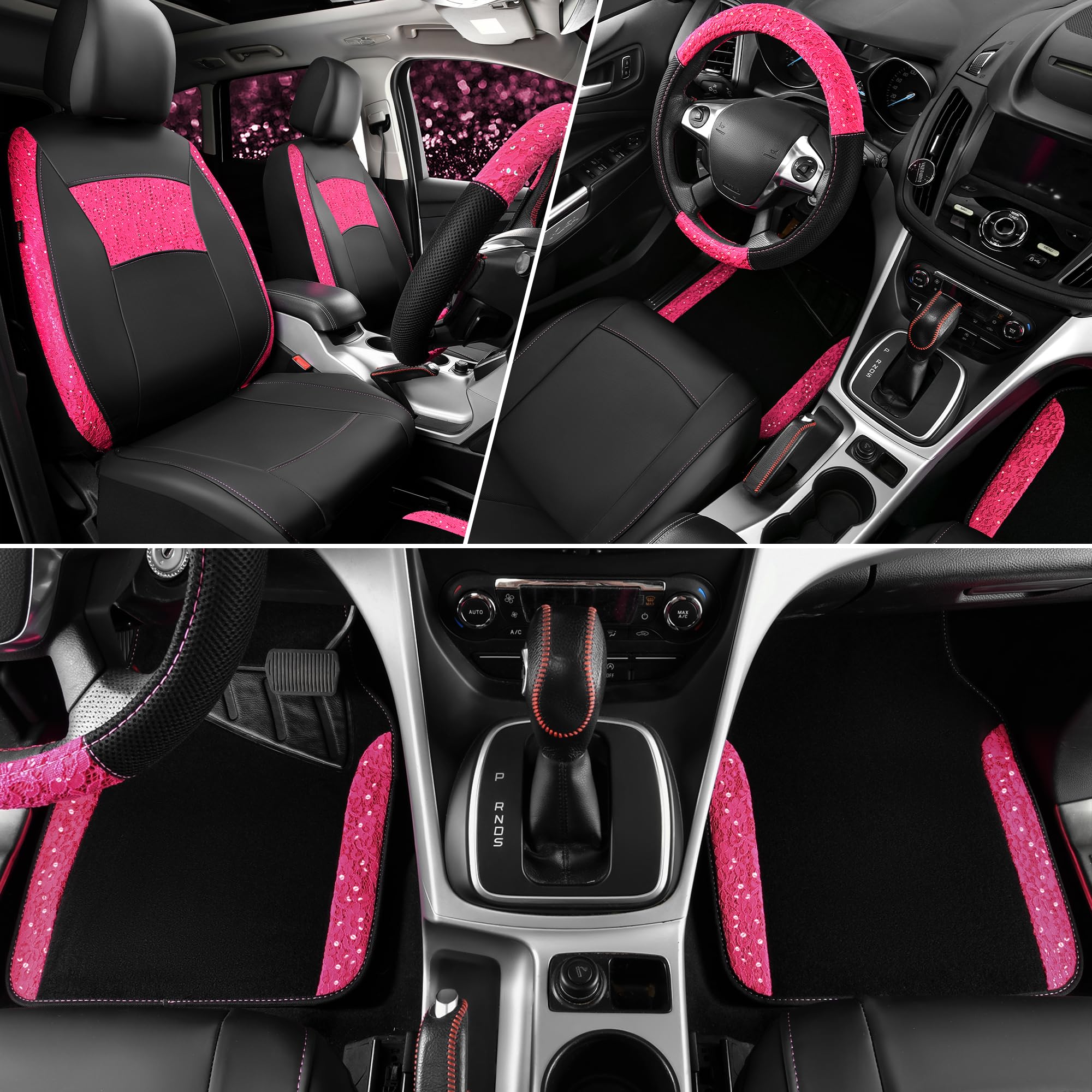 CAR PASS pink lace rear seat cover adds elegance and guard against spills