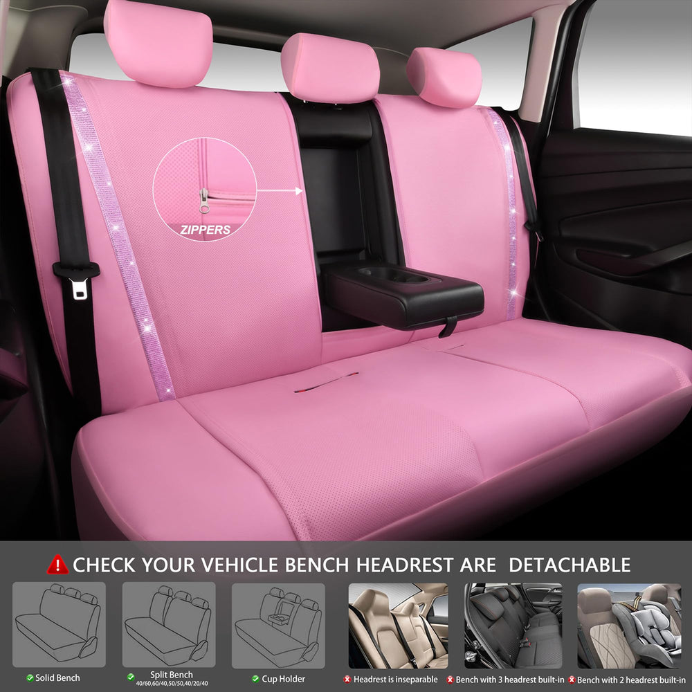 Closeup of waterproof faux leather texture on CAR PASS seat covers