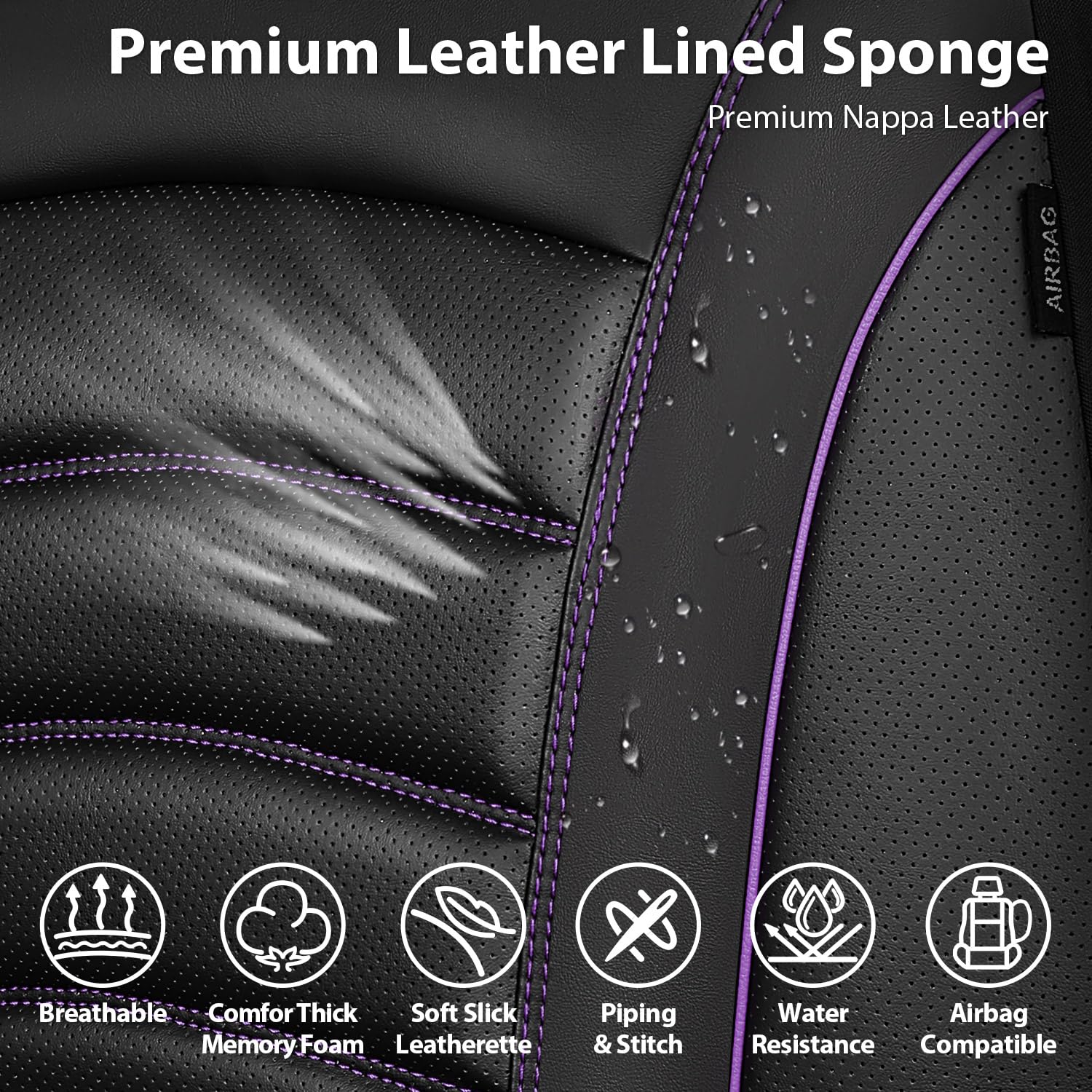 CAR PASS waterproof faux leather texture resists spills and wipes clean.