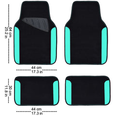 CAR PASS teal front mats close-up highlighting front-seat coverage and grip