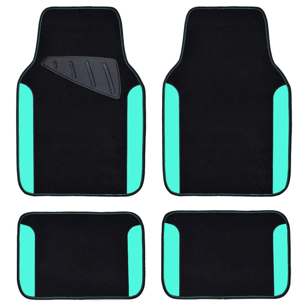 CAR PASS teal waterproof floor mats main product image showing universal fit