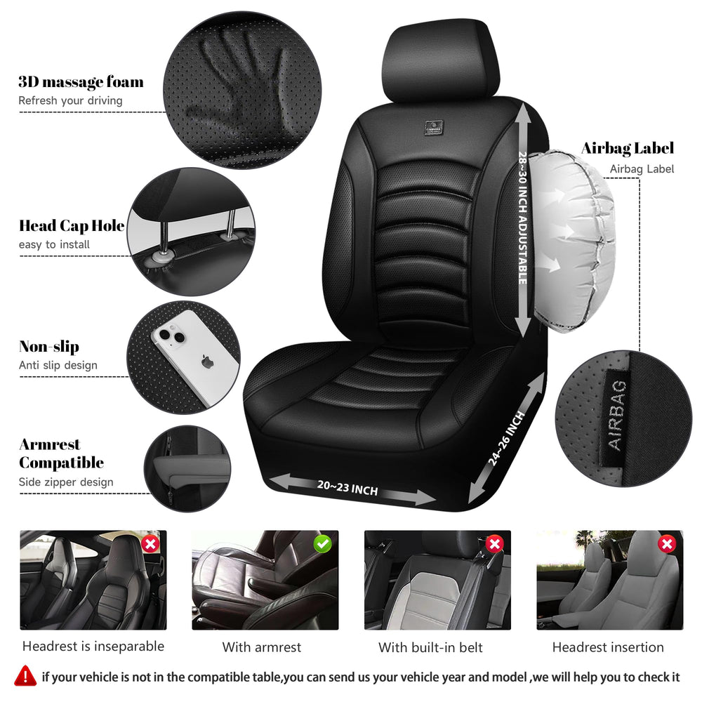 CAR PASS waterproof faux Nappa leather seat cover protects interiors from spills.