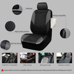 Airbag ready seam design demonstrates safety conscious seat cover engineering.