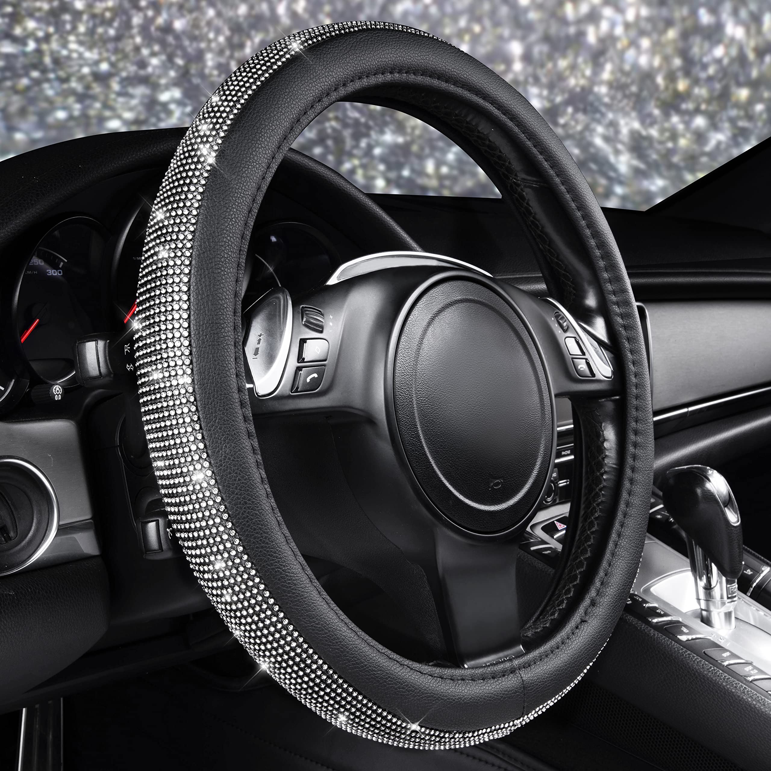 CAR PASS White Diamond crystal rhinestones closeup highlighting luxe style and shine