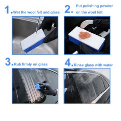 Car windshield after polishing with Generic Cerium Oxide for improved visibility