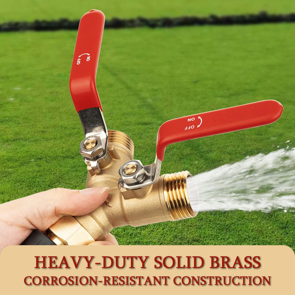 Caravista Garden Hose Splitter brass body highlighting durable outdoor build