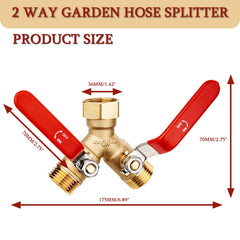 Caravista Garden Hose Splitter dual valves close‑up showing independent control