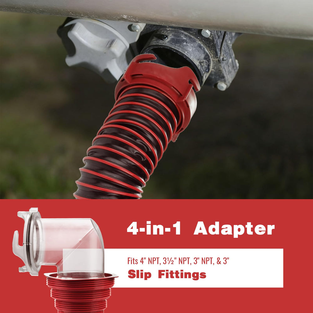 Caravista pre-connected swivel joint simplifies RV sewer installation.