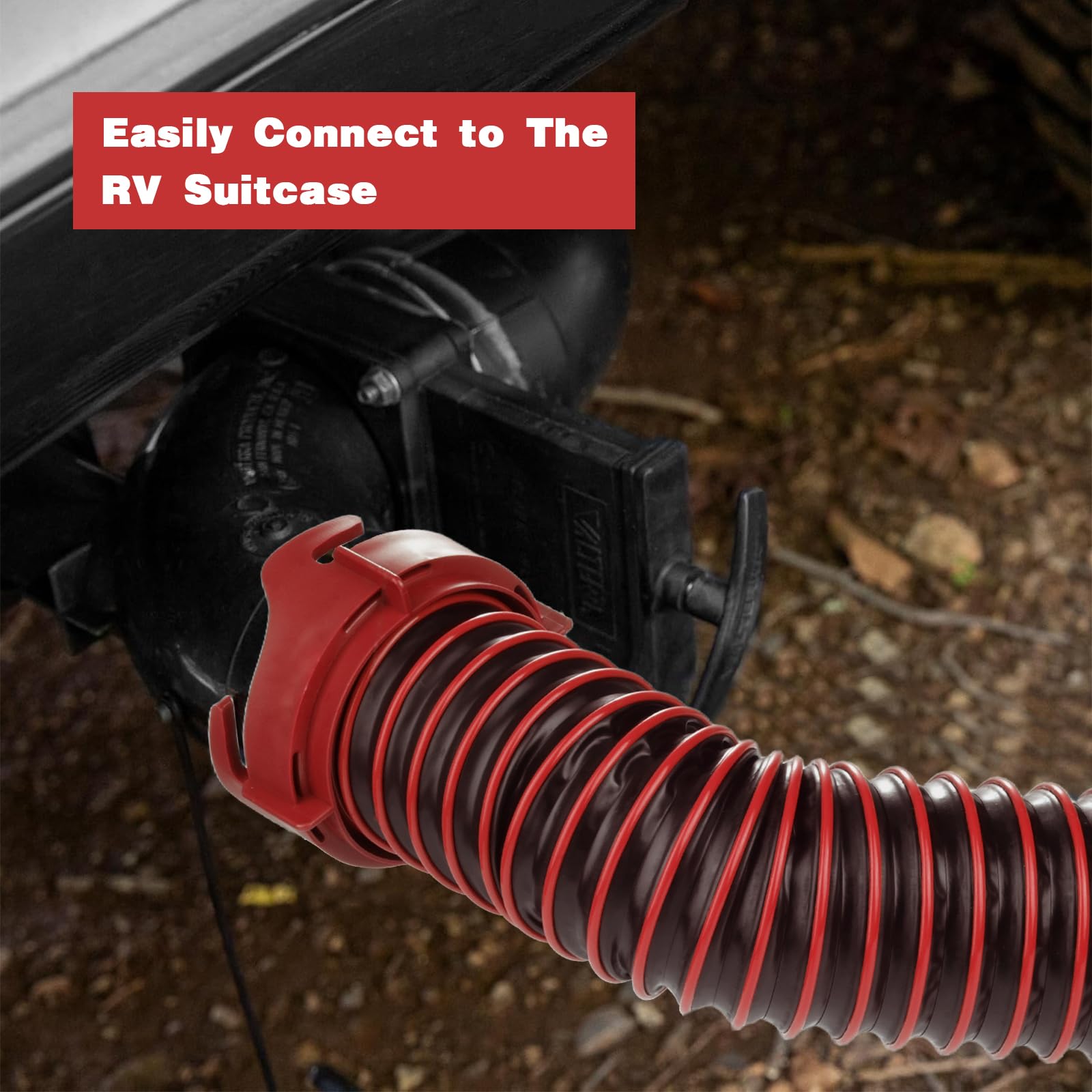 Caravista RV septic hose in use in a campground setting