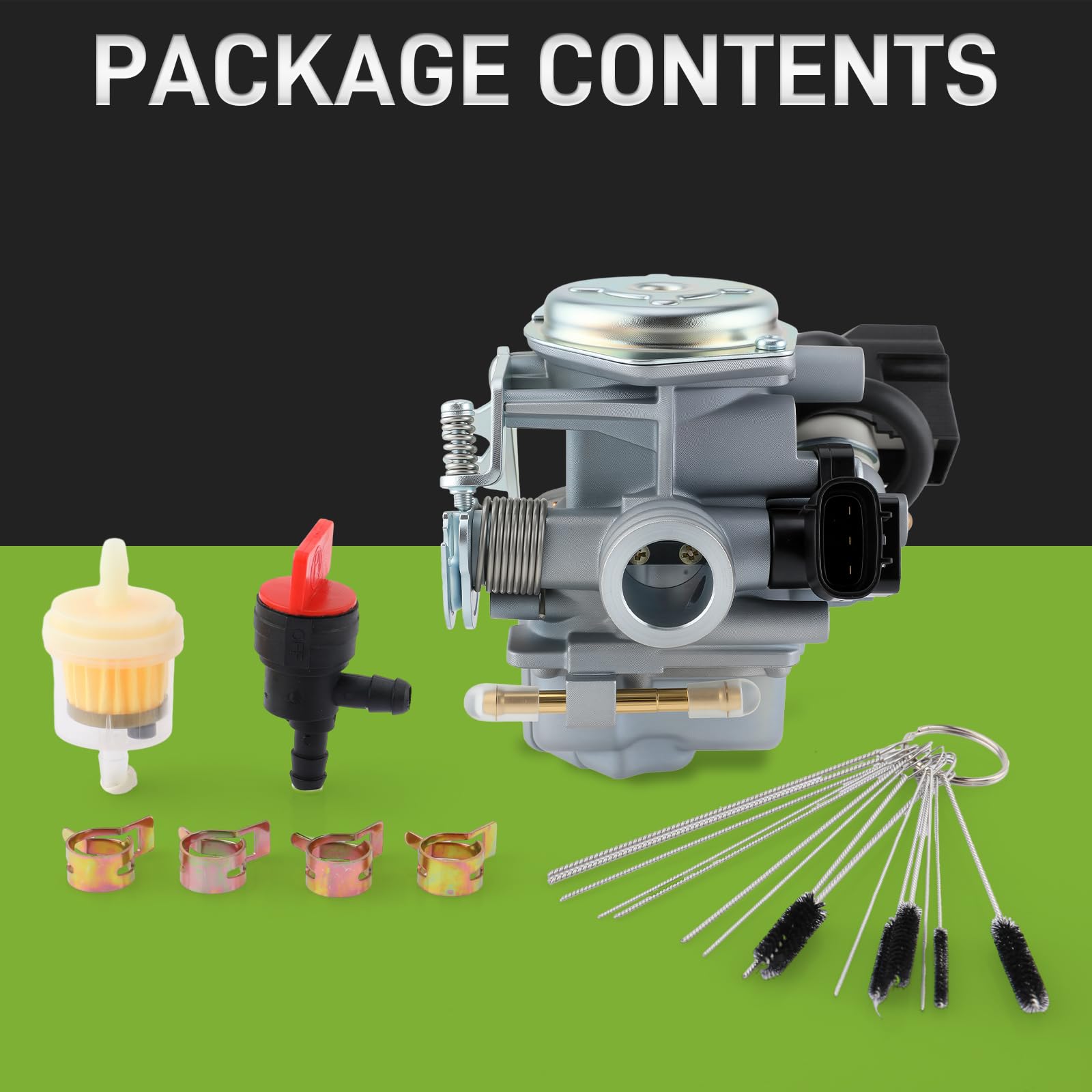 Compact CARBBIA carburetor enables straightforward installation on Ruckus.