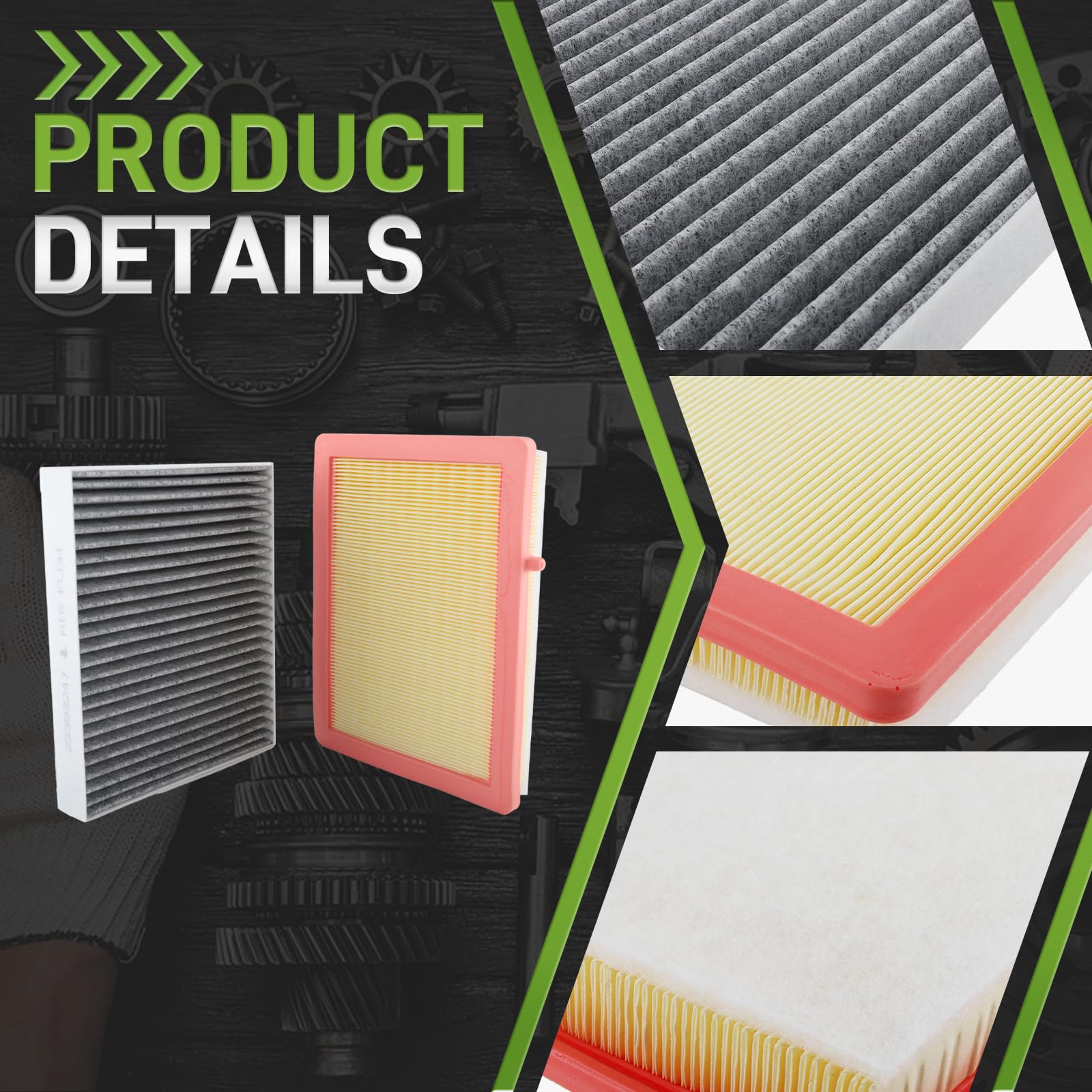 CARBBIA cabin air filter close-up highlighting pleated media for cleaner interior air