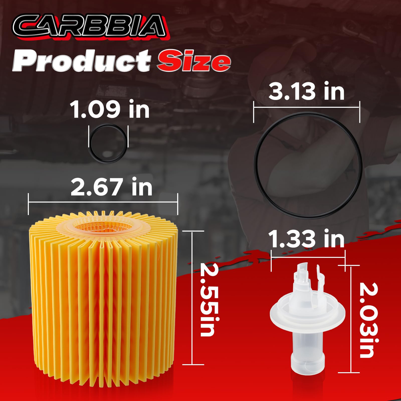 CARBBIA oil filter six-pack packaging shows compatibility for Toyota and Lexus models