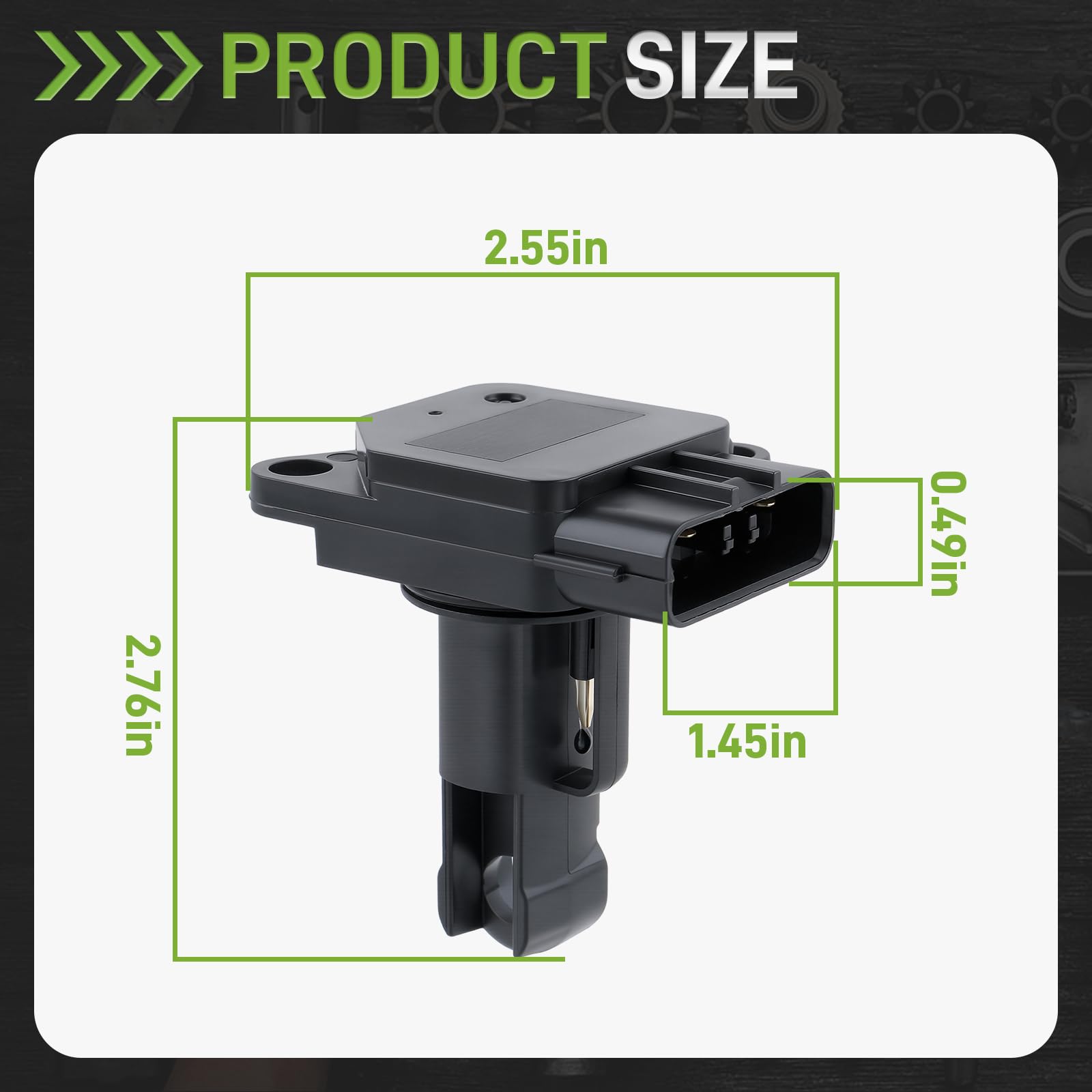 CARBBIA MAF sensor side view demonstrates a snug fit in tight engine bays