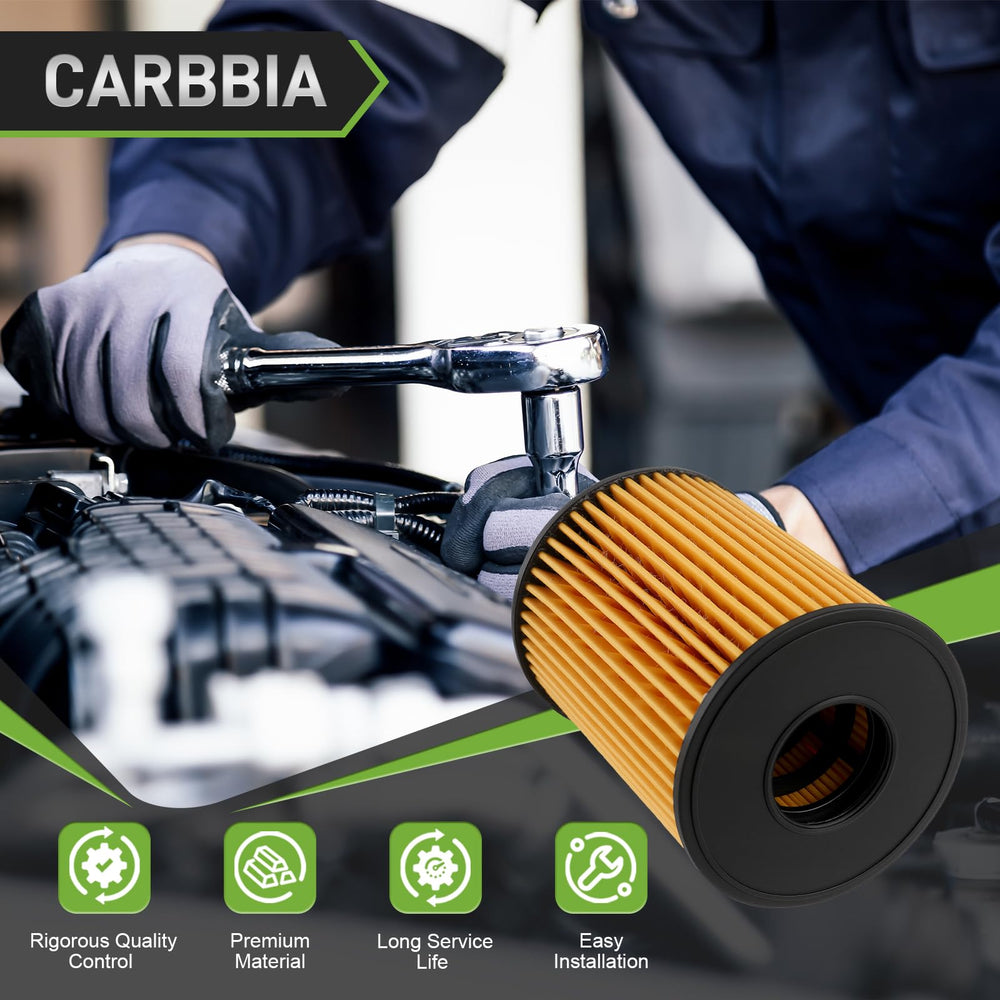 CARBBIA packaging shows four filters and four seals for easy maintenance planning.