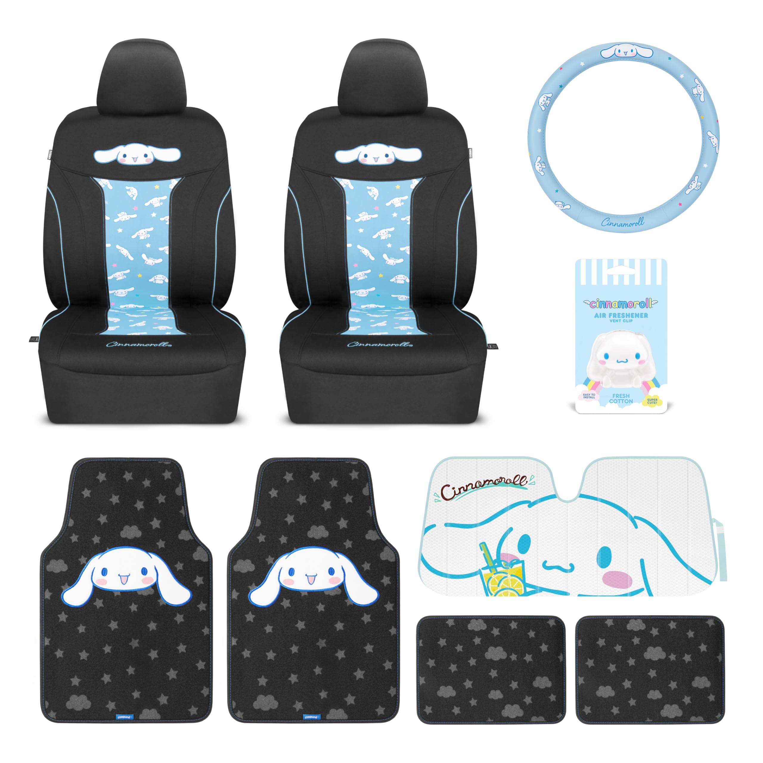 Carbella Cinnamoroll seat covers front protect upholstery with a playful blue design