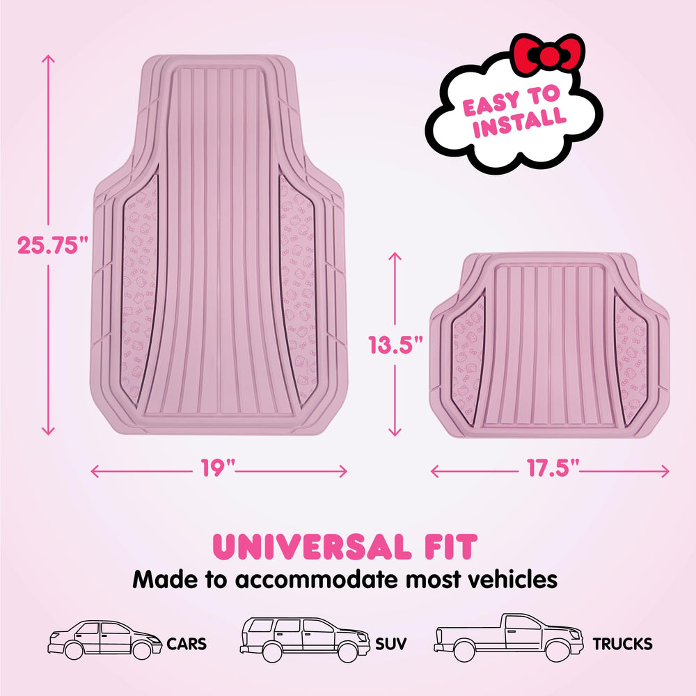 All-weather Carbella Hello Kitty rubber mats with waterproof surface and deep channels.