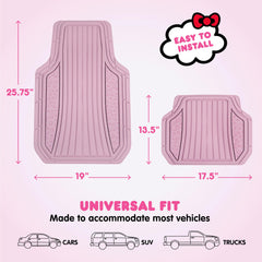 All-weather Carbella Hello Kitty rubber mats with waterproof surface and deep channels.