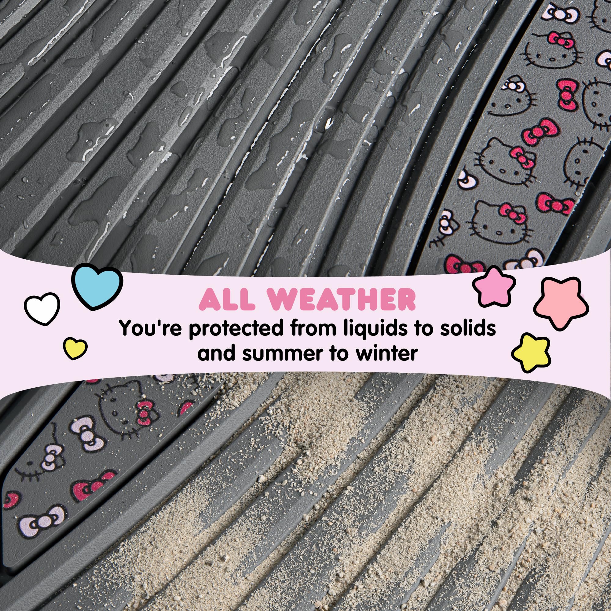 Carbella Hello Kitty mats 4pc set providing complete vehicle floor protection