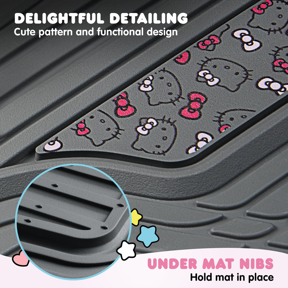 Carbella Hello Kitty mats anti-slip backing keeps mats in place during drives
