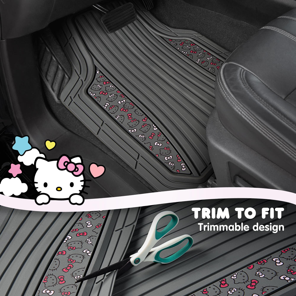 Carbella Hello Kitty mats universal-fit lines for trim-to-fit suitability
